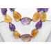 Necklace 925 Sterling Silver beads golden topaz amethyst peridot stones P 321